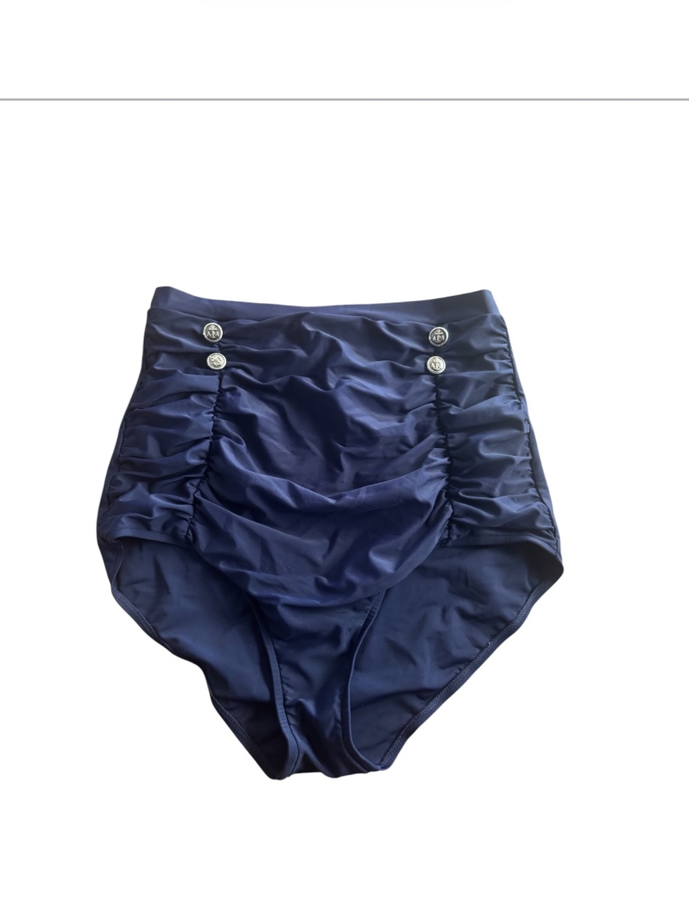 COCOSHIP navy Blue High Waisted Retro Swim
Bottoms Anchor Buttons size 14